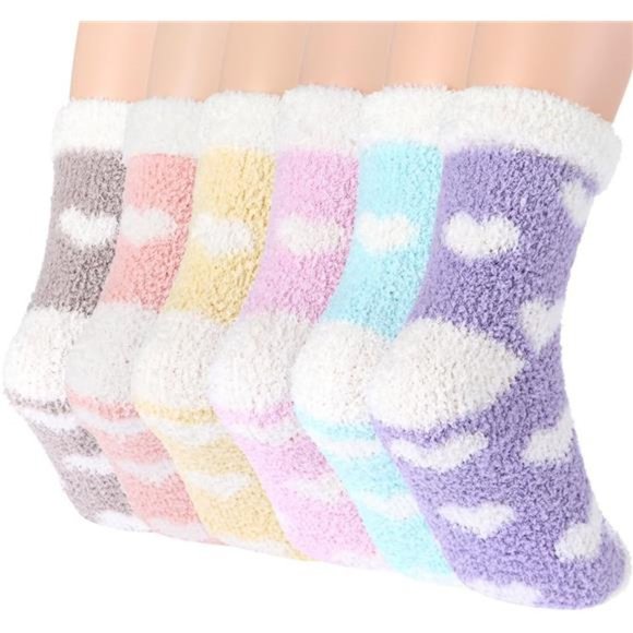 Plush Slipper Socks Women - Colorful Warm Fuzzy - Picture 5 of 7